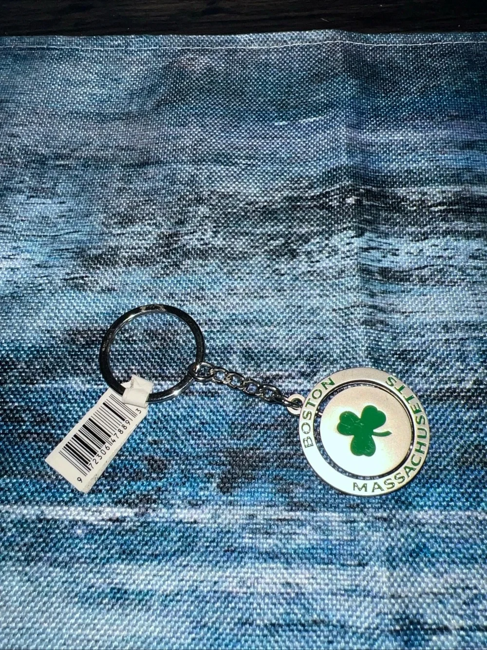 Boston Massachusetts Irish Green Shamrock Luck Keychain Key Chain Ring